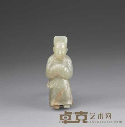 明 青白玉文官像 高9cm